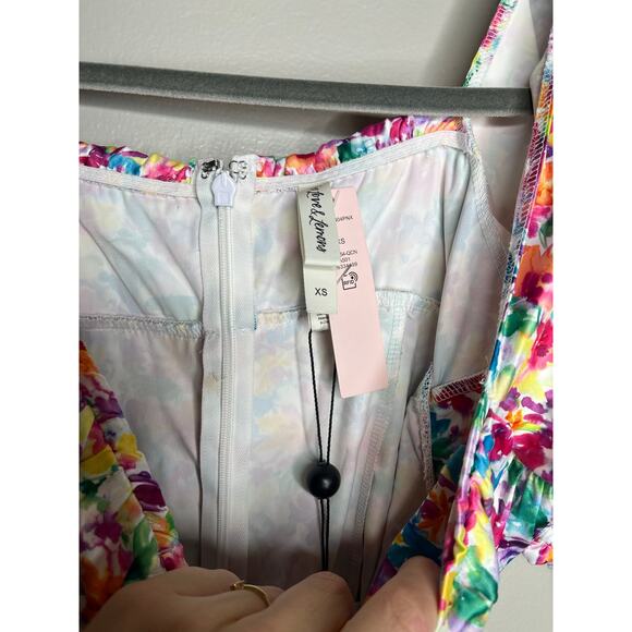 For Love and Lemons Watercolor Exclusive Floral Bow Cut Out Bodysuit NWT Size XS - Picture 13 of 13